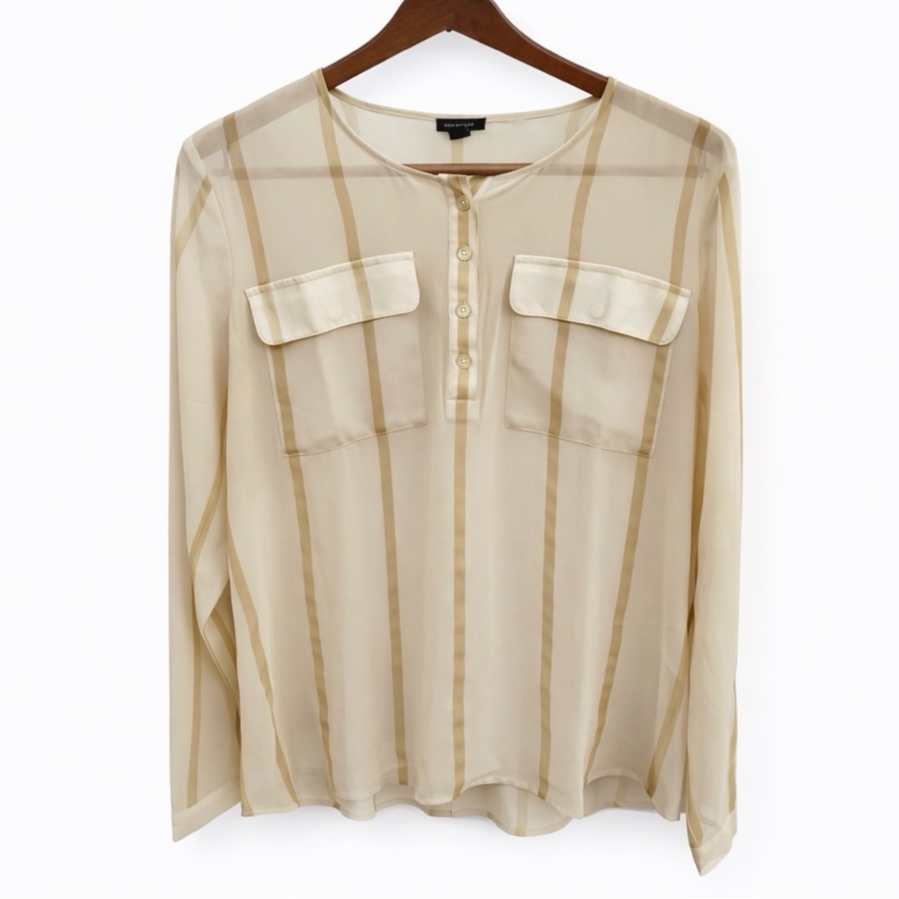 Ann Taylor Sheer Striped Blouse – Modern Classic / Office Core (Size L)